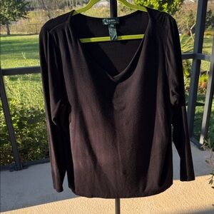 Lauren Ralph Lauren Women's Elegant Black V-Neck Sweater